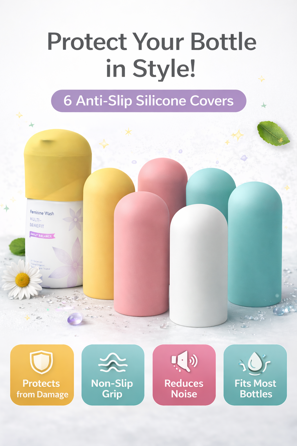Lot de 6 Protège-Flacons en Silicone
