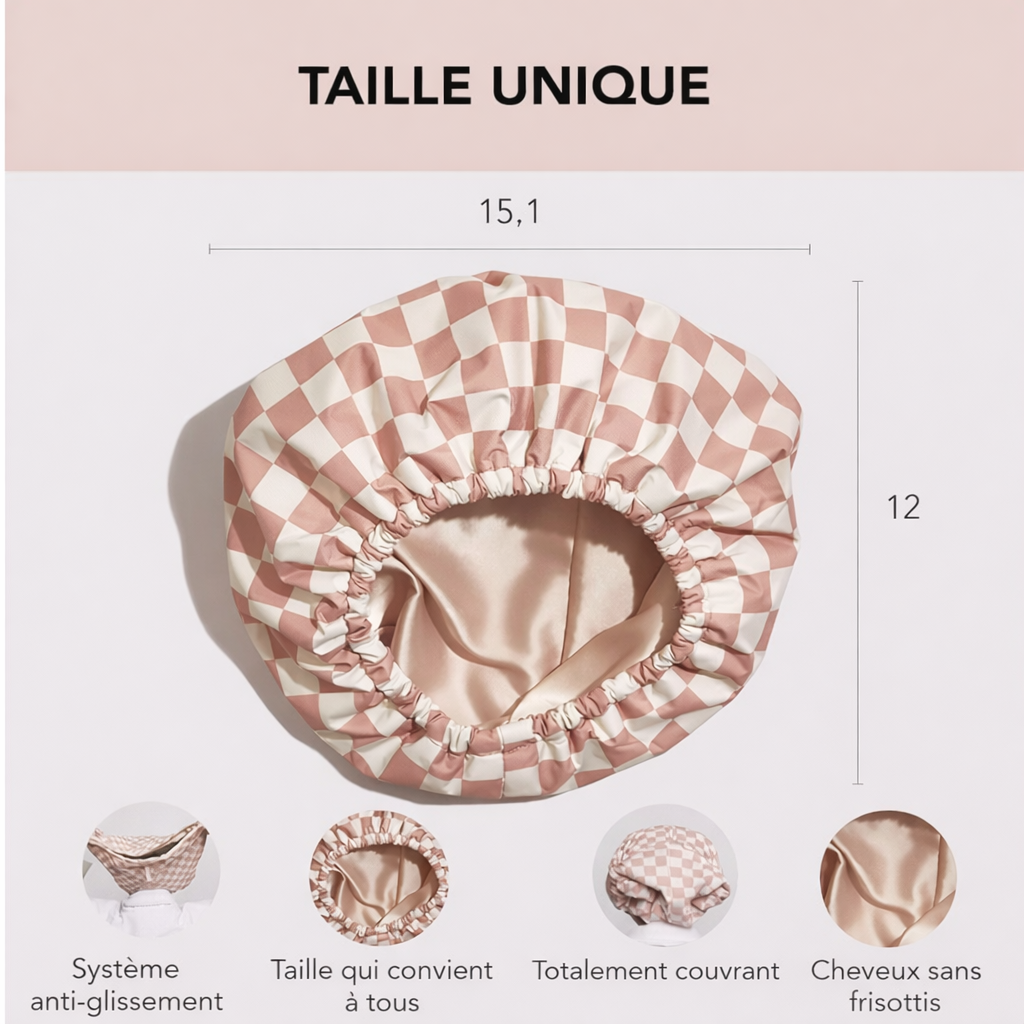 Bonnet de douche doublé satin