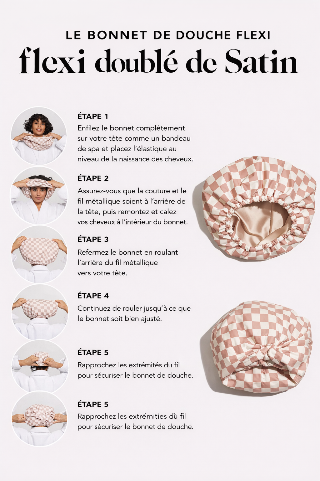 Bonnet de douche doublé satin